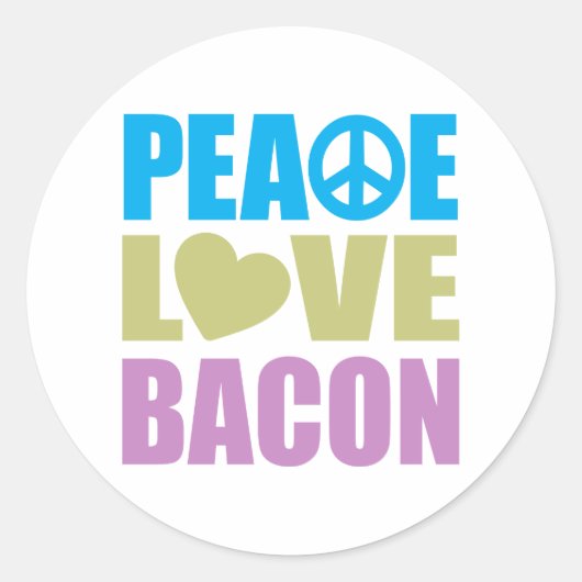 Peace Love Bacon Ronde Sticker (Voorkant)