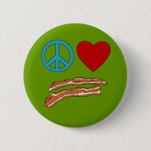 Peace Love Bacon Symbology Tshirt, Mok Ronde Button 5,7 Cm
