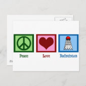 Peace Love Badminton Briefkaart (Voorkant / Achterkant)
