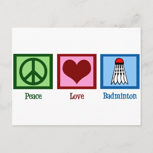 Peace Love Badminton Briefkaart (Voorkant)
