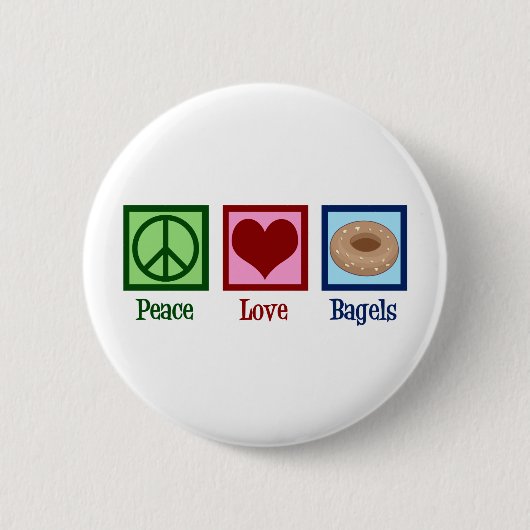 Peace Love Bagels Ronde Button 5,7 Cm (Voorkant)
