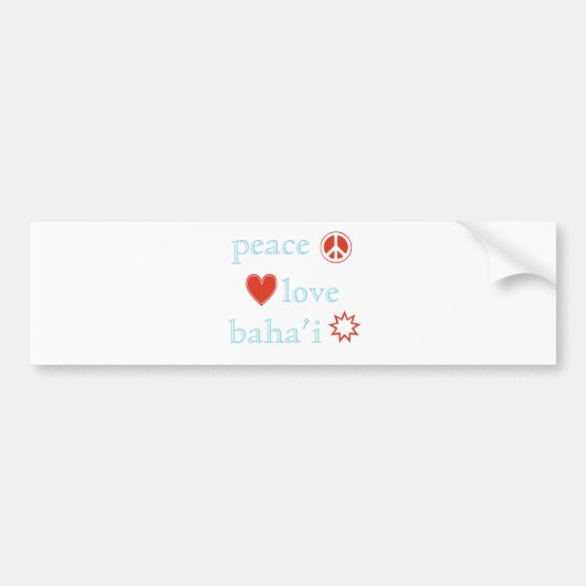 Peace Love Bahai Bumpersticker (Voorkant)