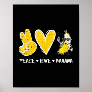 Peace Love Banana Funny Fruit Food Vegan Vrouwen M Poster