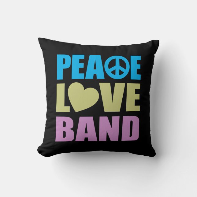 Peace Love Band Kussen (Voorkant)
