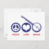 Peace Love Banjo Briefkaart (Voorkant / Achterkant)