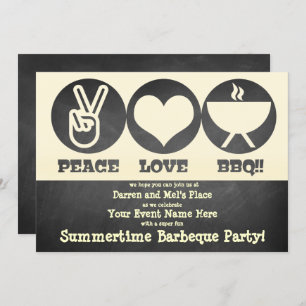 Peace Love Barbeque Invitation Kaart