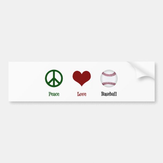 Peace Love Baseball Bumpersticker (Voorkant)
