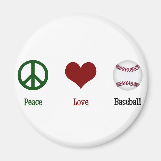 Peace Love Baseball Magneet (Voorkant)