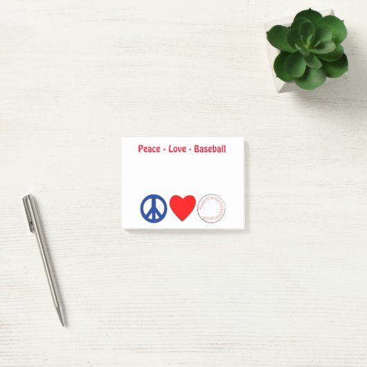 Peace Love Baseball Memo Post-it® Notes (Kantoor)