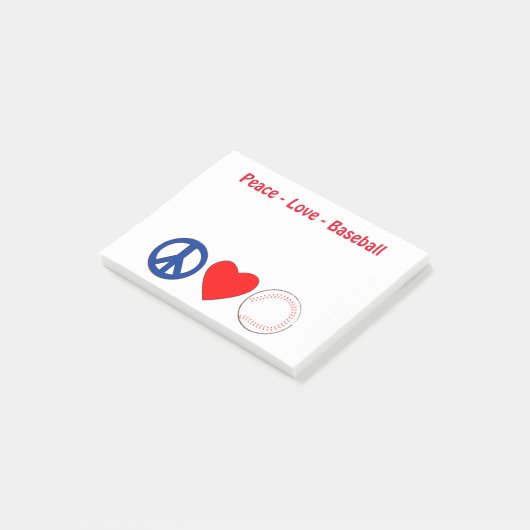 Peace Love Baseball Memo Post-it® Notes (Schuin)