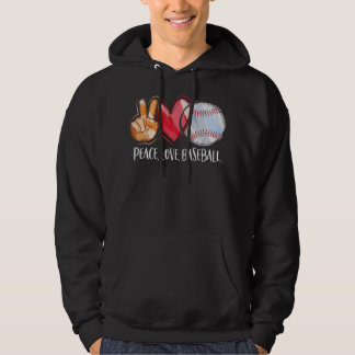 Peace Love Baseball Player Women Baseball Fan Base Hoodie
