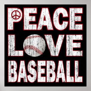 PEACE LOVE BASEBALL POSTER