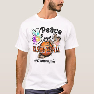 Peace Love Basketball Grammy Life Ma Grandma Leop T-shirt