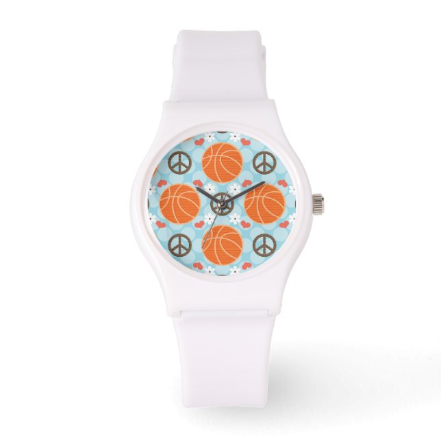 Peace Love Basketball Horloge (Voorkant)
