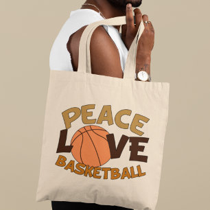 Peace Love Basketball Oranje/Brown Tote Bag