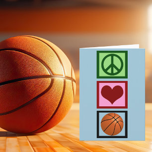 Peace Love Basketball Verticaal Feestdagen Kaart