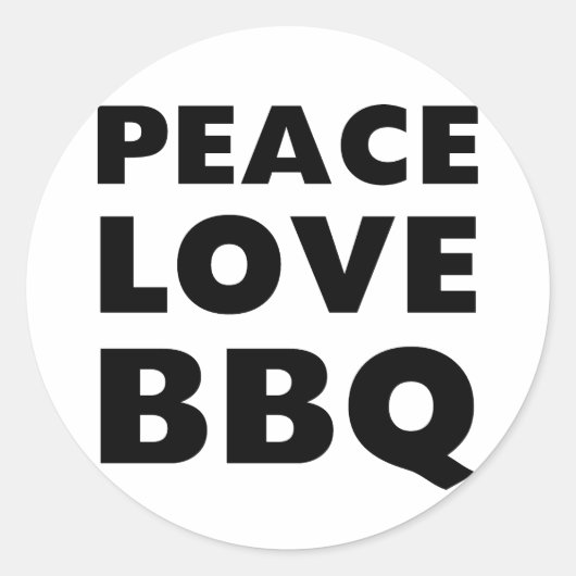 Peace Love BBQ Ronde Sticker (Voorkant)
