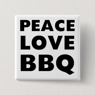 Peace Love BBQ Vierkante Button 5,1 Cm