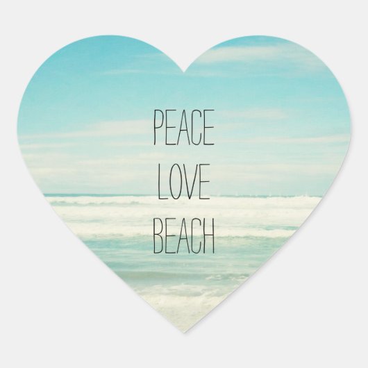 Peace Love Beach Hart Sticker (Voorkant)