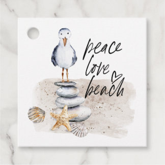Peace Love Beach Seagull Coastal Bedankjes Labels