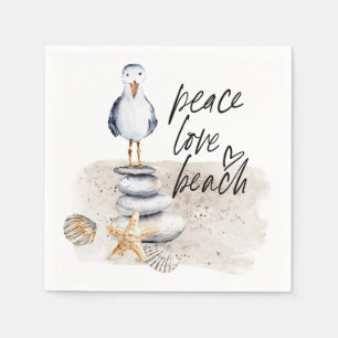 Peace Love Beach Seagull Coastal Servet