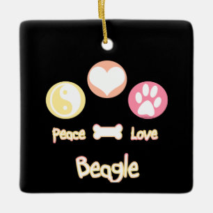 Peace Love Beagle Keramisch Ornament