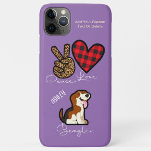 Peace Love Beagle Plaid Leuk Hondenliefhebber iPhone 11 Pro Max Hoesje