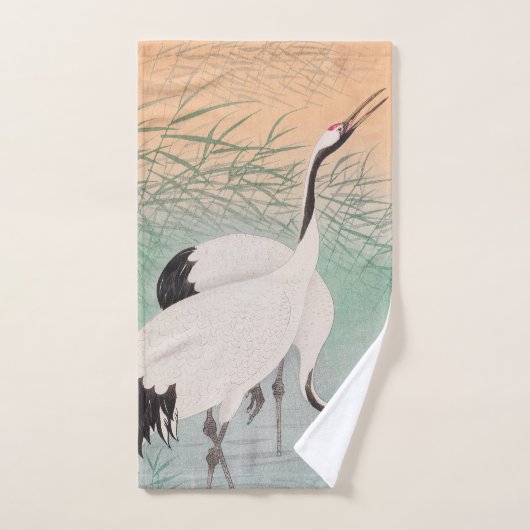 Peace, Love & Beauty - Ohara Koson's Cranes Handdoek (Handdoek)