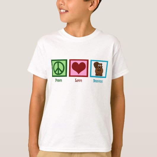 Peace Love Beavers Kinder T-shirt (Voorkant)