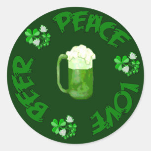 Peace Love Beer Ronde Sticker