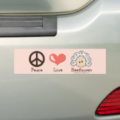 Peace Love Beethoven Bumpersticker Pink Brown (Op auto)