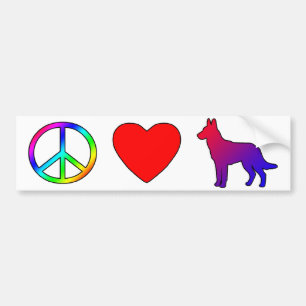 Peace Love Belgium Malinois Bumpersticker