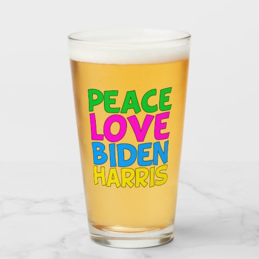 Peace Love Biden Harris Glas (Voorkant gevuld)