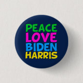 Peace Love Biden Harris Ronde Button 3,2 Cm (Voorkant)