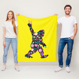 Peace Love Bigfoot Hippie Funny Bigfoot Lover Fleece Deken