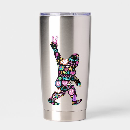 Peace Love Bigfoot Hippie Funny Bigfoot Lover Geïsoleerde Drinkbeker (Voorkant)