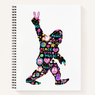 Peace Love Bigfoot Hippie Funny Bigfoot Lover Notitieboek