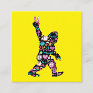 Peace Love Bigfoot Hippie Funny Bigfoot Lover Vierkante Visitekaartje