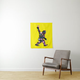 Peace Love Bigfoot Hippie Funny Bigfoot Lover Wandkleed