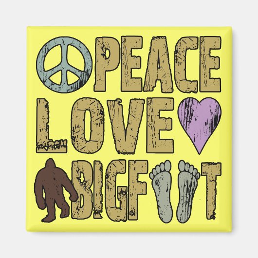 Peace Love Bigfoot Magneet (Voorkant)