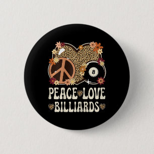 Peace Love Biljart Lover Leopard Print Girl Schatt Ronde Button 5,7 Cm