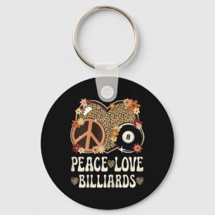 Peace Love Biljart Lover Leopard Print Girl Schatt Sleutelhanger