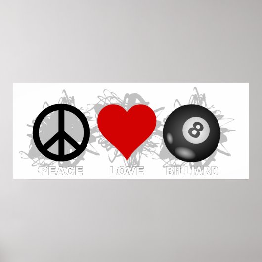 Peace Love Billiard Emblem Poster (Voorkant)