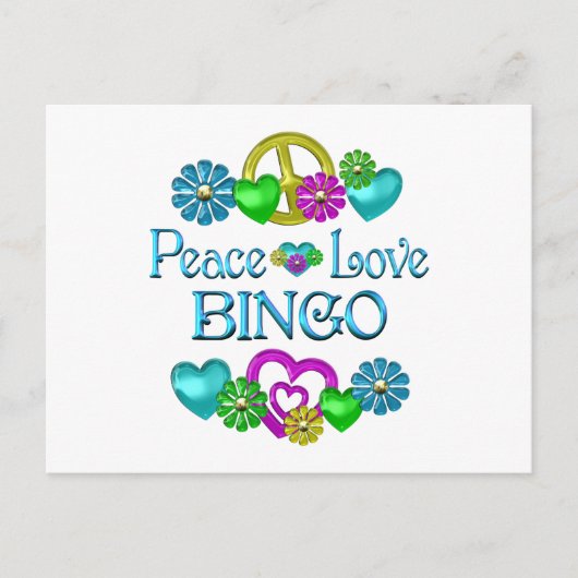 Peace Love Bingo Briefkaart (Voorkant)