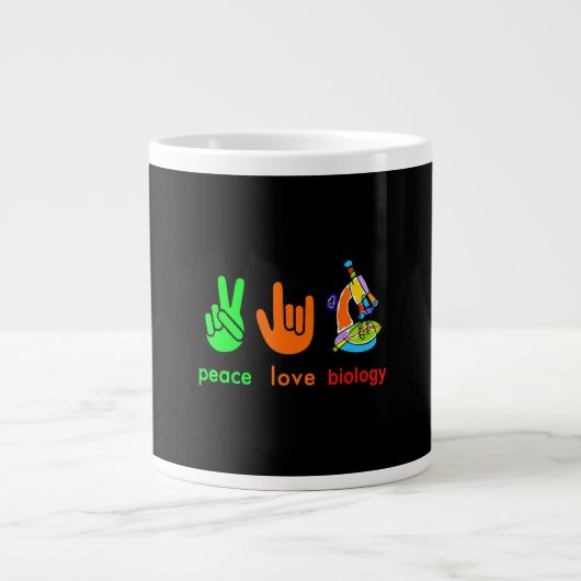 Peace Love Biology Microscope Painter Science Tea Extra Grote Beker (Voorkant)