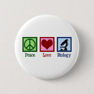 Peace Love Biology Teacher Ronde Button 5,7 Cm