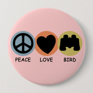 Peace Love Bird Ronde Button 4,0 Cm