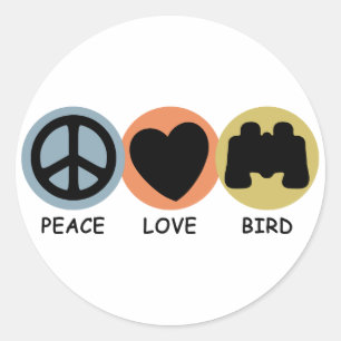 Peace Love Bird Ronde Sticker