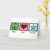 Peace Love Birthday Kaart (Gele Bloem)