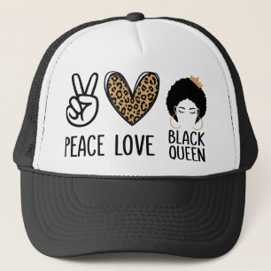 Peace Love Black Queen Leopard Black Women & Girl Trucker Pet